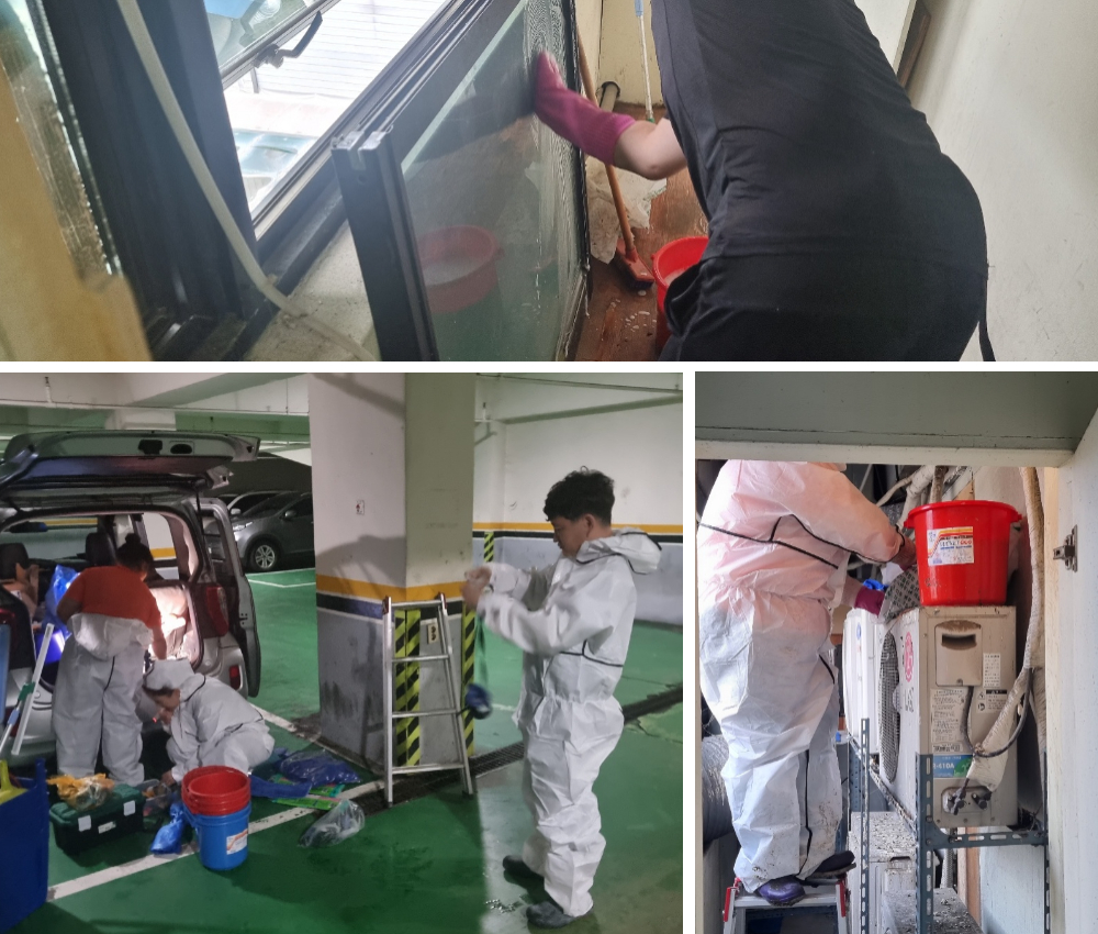 부천 실외기 비둘기 똥청소 위브더스테이트 주민이 좋아해요. 관한 작업사진입니다.